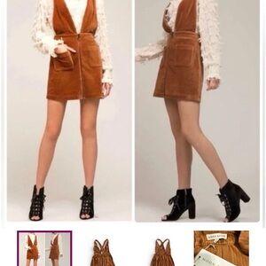 Moon River Brown Corduroy Pinafore Dress